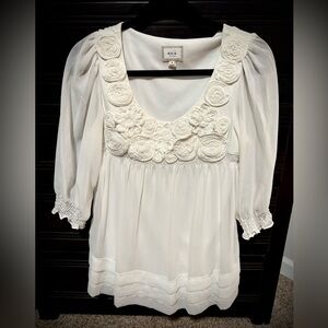 ECI Women's White Floral Top